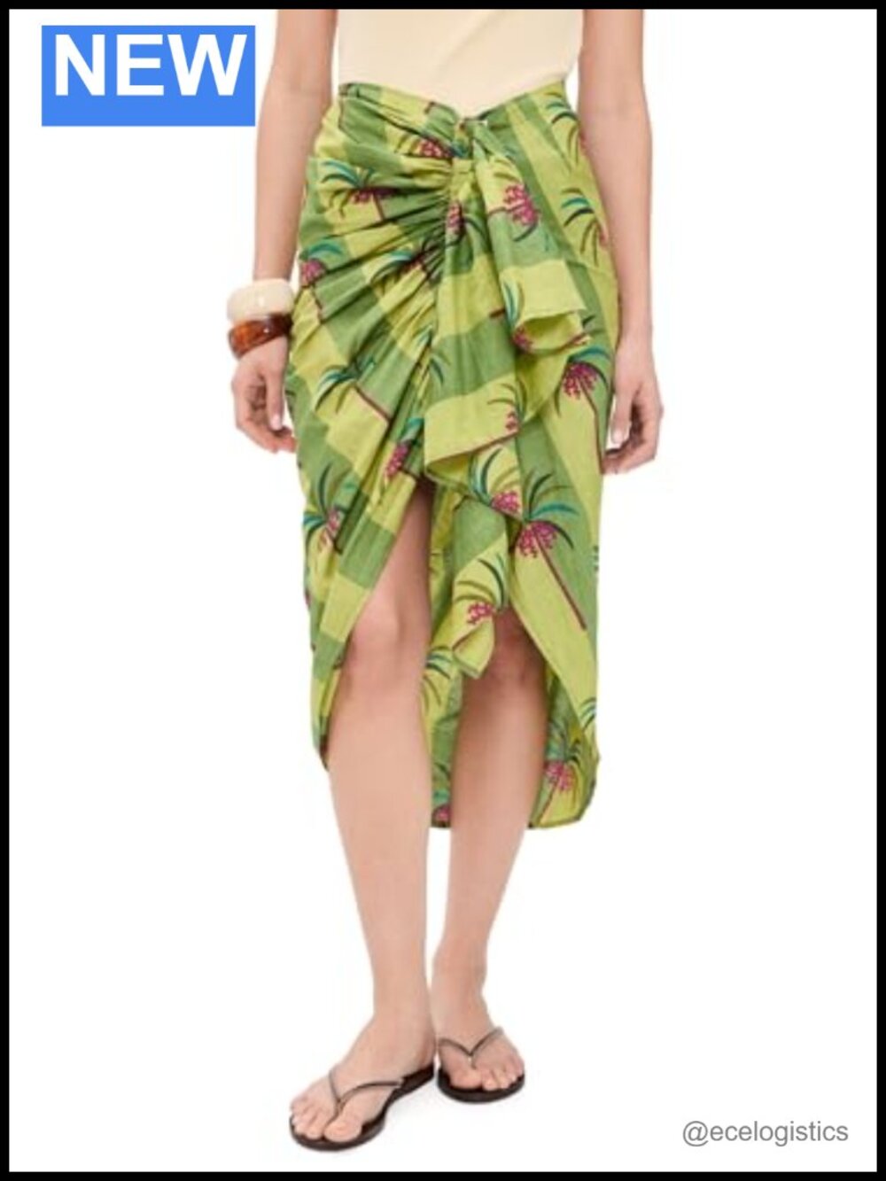 Ruffled Wrap Pareo Skirt Lightweight Cotton